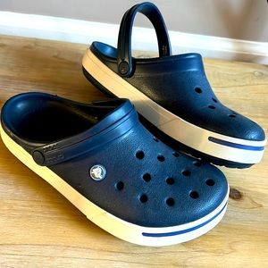Crocs navy and white